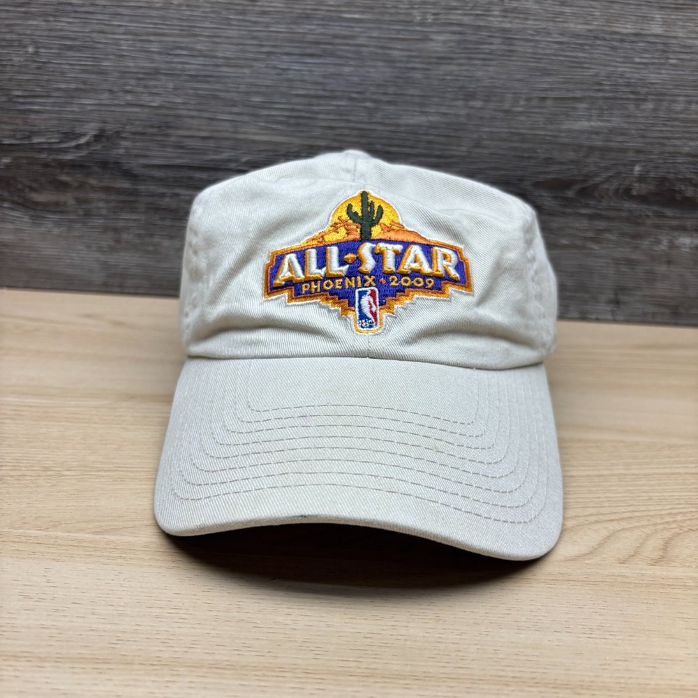 NBA All Star Phoenix 2009 Hat Cap Strap Back Beige Basketball Cactus Logo NBA